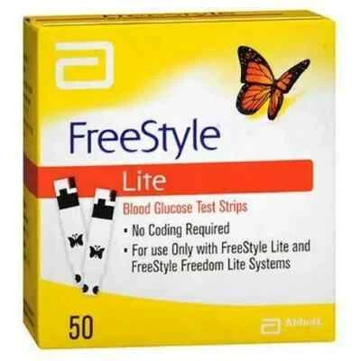 Abbott Freestyle Lite Diabetic Blood Glucose Test Strips 50 Count New 02/28/2026 - Image 1 of 4