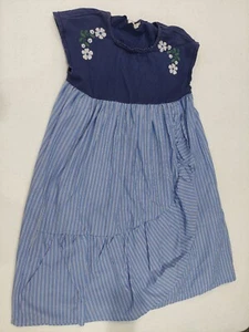 Used La Poche Bisquit Japan Import Dress Size 140 8-10 Striped Layered Flower  - Picture 1 of 11