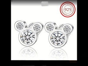 Disney Mickey Mouse Ohrringe Schmuck Geschenk Glitzer 925 Silber Neu Ohr Stecker - Bild 1 von 4