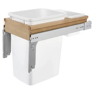 Rev-A-Shelf Single Pullout Top Mount Trash Can 35 qt., White, 4WCTM-12DM1-175 - Picture 1 of 8