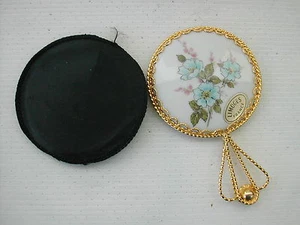 * MIROIR DE SAC LIMOGES FLEURS BLEUES ET ETUI DE PROTECTION - Bild 1 von 4