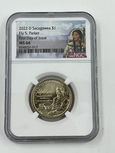 2022 D SACAGAWEA DOLLAR Ely S Parker NGC MS66 ⭐FIRST DAY OF ISSUE⭐ 🎁 - Picture 1 of 2