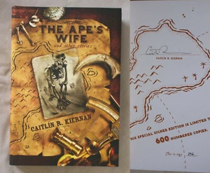 Signed #'d 1st Ed THE APE'S WIFE Caitlin Kiernan HRDCVR W/ BLACK HELICOPTERS - Picture 1 of 2
