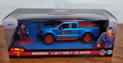 2017 FORD F-150 RAPTOR PICKUP & "SUPERMAN" FIGURE 1/32 DIECAST BY JADA 33092 - Image 1 of 4