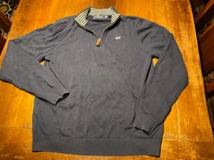 Vineyard Vines Sweater Boys Sz XL 18 Blue 100% Cotton Knit 1/4 Zip Shep & Ian - Picture 1 of 6