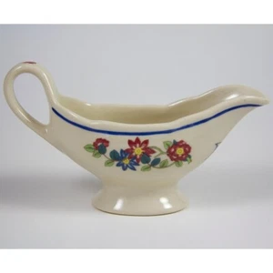 Shenango China Restaurant Ware Small Gravy Sauce Boat Blue Band Flowers - Picture 1 of 8