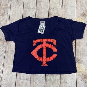 Victoria’s Secret PINK Retired Bling Minnesota Twins Crop Tee S - Picture 1 of 2