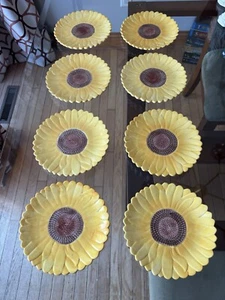 Vintage ND Hand Painted Sunflower Dessert Salad Plates 8” Diameter Some Crazing - Picture 1 of 19