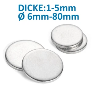 Ronde Scheibe Platte Rund Blech Geschliffen Dicke 1-5 mm Edelstahl Ø 6-80 mm - Bild 1 von 5