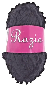 1 Skein Rozio MESH & POM POM Specialty Ruffle Yarn Knitting Fever Color 10 Black - Picture 1 of 6