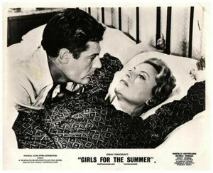 Girls For the Summer Original Lobby Card Marcello Mastroianni Michele Morgan 