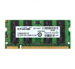 Crucial 2GB 2 GB DDR2 800Mhz PC2-6400S 200pin SO-DIMM Laptop RAM Memory PC6400.- - Picture 1 of 9