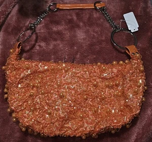 Borsa a tracolla/a mano arancione con paillettes funky retrò - Foto 1 di 9