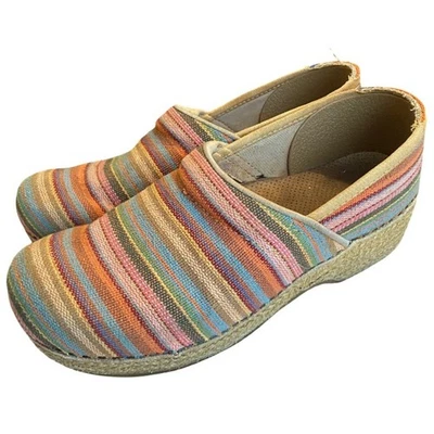 Zuecos cómodos Dansko yute rayas lona multicolor talla 41 EU 10 EE. UU. Foto 1 de 4