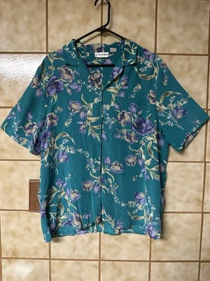 Top Alfred Dunner Talla 16 Seda Tropical Abotonada Manga Corta, Vacationcore Foto 1 de 4