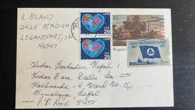 USA to Nepal Cover 2005 Mixed Franking Love, Coast & Geodetic Survey, Rogers St - Image 1 of 2