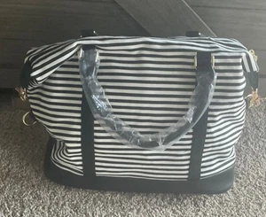 Stripe Weekender Carry On Duffel Tote Bag NEW - Picture 1 of 4