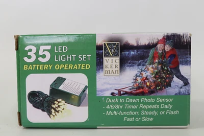 Vickerman 35 Warm White LED 15  Battery Operated Christmas Light Strand. - Image 1 of 4