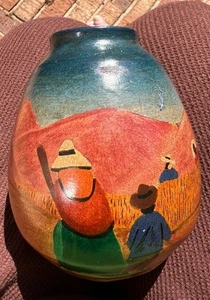 Bellissimo vaso ceramica firmato MAPS peruviano dipinto a mano arte popolare 5" Perù - Foto 1 di 9