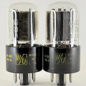 Tested Matched Pair Western Union 6SN7GTB Tubes Codes 64-39 63-39 6SN7 GTB - Picture 1 of 5