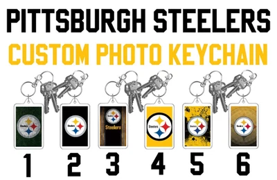 PITTSBURGH STEELERS NFL Fútbol Personalizado 2 Caras Grande Foto Llavero TÚ ELIGES Foto 1 de 4