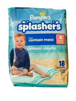 Pantalones de natación desechables Pampers Splashers paquete de 18 medianos 20-33 lb - NUEVO Foto 1 de 4