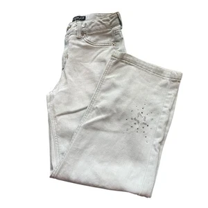 Vanilla Star Girls 10 White Washed Blue Denim Pants Rhinestone Embellished Jeans - Picture 1 of 9