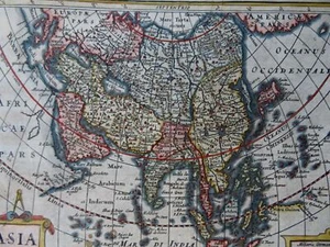 Asia China fuertemente distorsionada con Isla de Corea 1661 Jansson mapa coloreado a mano - Imagen 1 de 4