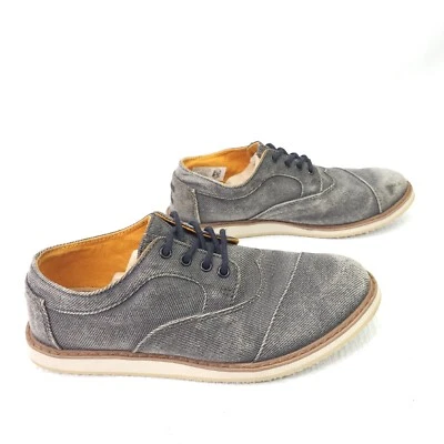 TOMS Boys Brogue Shoe Casual Oxford Distress Gray Denim Boho Preppy Laced Sz 2.5 - Image 1 of 4
