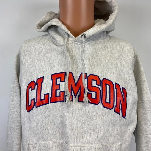 Champion Clemson Tigers Reverse Weave Hoodie Sweatshirt NCAA College Grey S Cover