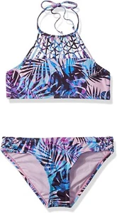 Hobie 180107 Big Girls' Macrame High Neck Pink Top & Hipster Swimsuit size 7 - Picture 1 of 2