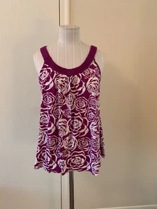 H & M Women's Purple/White Print Sleeveless Pullover Braided Neckline Medium - Picture 1 of 10