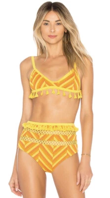 Revolve Tularosa Elias Yellow Tassel High Waisted Bikini 👙 Swimsuit Size Small - Image 1 of 4