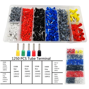 1250PCS Cable Cord Pin End Bootlace Ferrule Terminal Set Wire Crimp Connectors - Picture 1 of 6