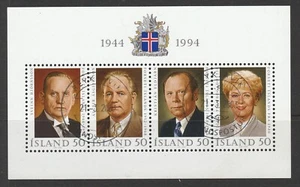 ISLANDIA 1994 50º aniversario. de la REPÚBLICA Presidentes Hoja miniatura F Usada - - Imagen 1 de 1