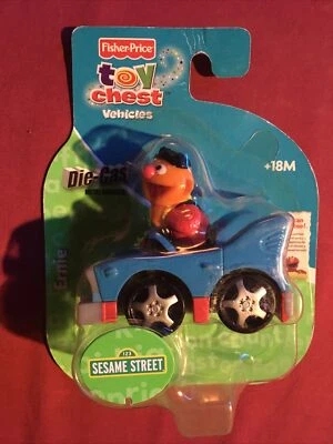 Vehículo de plástico de metal fundido a presión Ernie Fisher Price cofre de juguete coche callejero sésamo Foto 1 de 2