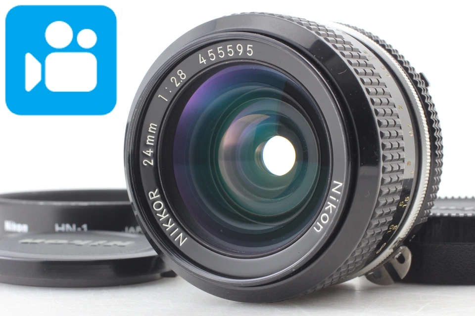 🎦VIDEO👀 CON CAPUCHA HN-1 ✨COMO NUEVA✨ Nikon Nikkor-N Auto 24 mm f/2,8 no Ai de JAPÓN Foto 1 de 4
