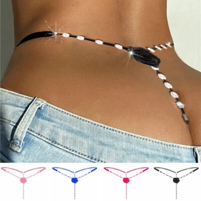 Sexy Tanga-Unterwäsche Für Damen Offener Schritt T-Rücken Perlen-G-String   ▽ - Bild 1 von 4