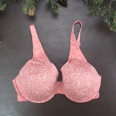 Бюстгальтер Warners размер 34C розовый с цветочным рисунком с подкладкой регулируемая застежка сзади - Изображение 1 из 4