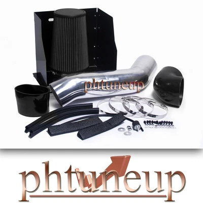 BLACK 2003 2004-2007 HUMMER H2 6.0 6.0L ENGINE HEATSHIELD COLD AIR INTAKE KIT - Image 1 of 2