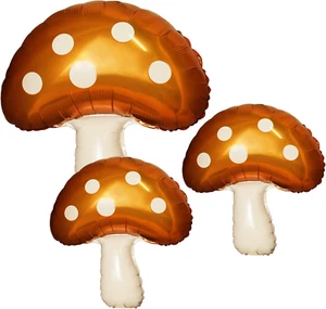 31'' Mushroom Balloons,3 Pcs Brown Mushroom Party Decorations Mushroom Foil Ball - Picture 1 of 12