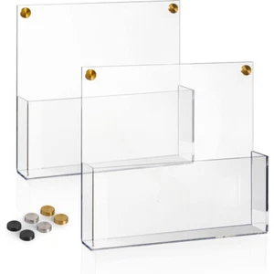 2 Pack Premium Clear Acrylic Wall File Organizer, Mail Holder Wall Mount - Picture 1 of 6