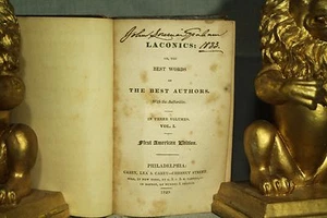 antique old little book Laconics First American Edition 1829 Carey Lea Chestnut - Picture 1 of 10