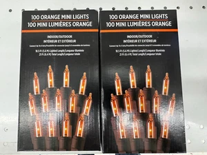 Party City Halloween 100 Lights Orange Mini Lights Lot of 2 NEW! - Picture 1 of 1