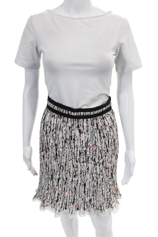 Minifalda blanca tallada con dobladillo con volantes estampado abstracto tallada para mujer talla 42 Foto 1 de 4