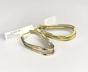 Orecchini a cerchio piccoli tondi doppio oro giallo massiccio 14 carati - vendita Sam’s Club $360 - Foto 1 di 10
