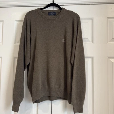 Valentino Virgin Wool V Neck Sweater Men Size XL Long Sleeve Olive Green Luxury - Image 1 of 4