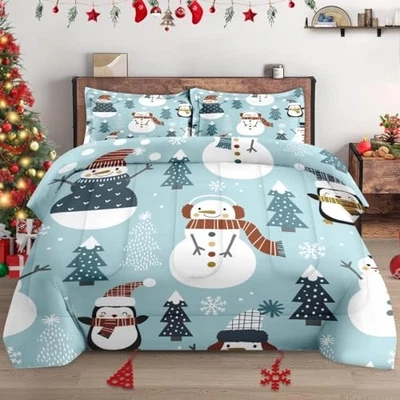 Size Comforter Set with 2 Pillowcases, Cute Christmas Winter King Christmas 3 - Image 1 of 4