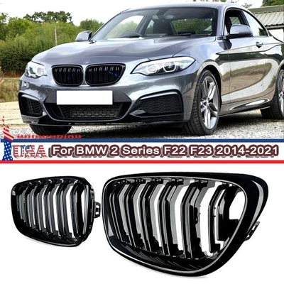For BMW 2 Series F22 F23 F24 235i M240i 2014-2021 M2 Style Front Kidney Grille - Image 1 of 4