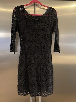 LAUREN RALPH LAUREN Small Black Crochet Overlay Lined Dress  NWOT - Image 1 of 4